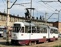 A tram outside the station