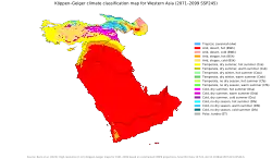 Köppen–Geiger climate classification map at 1-km resolution for Western Asia (2071–2099) under medium emissions shared socio-economic pathway (SSP) 2-4.5