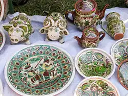 A selection of painted ceramic objects