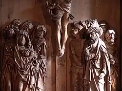 Crucifixion reredos, detail of the central group of figures