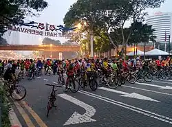 Cyclists getting ready to ride at Kuala Lumpur Car Free Day event on October 28th, 2015.