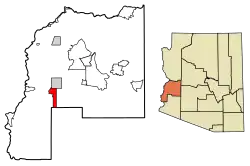 Location of La Paz Valley in La Paz County, Arizona