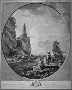 Marie Rosalie Bertaud after Claude-Joseph Vernet, The Boat Set Afloat [La barque mise à flot], 1770, engraving