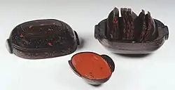 Lacquer Wine-Cup Container and wine cup set, Han dynasty