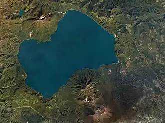 With Lake Shikotsu. Mount Tarumae in the bottom.