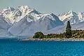 Mount Ross to left, with Mount Chevalier behind (upper left corner). South aspect, from south end of Lake Tekapo.