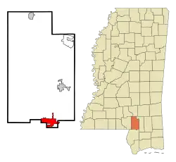 Location of Lumberton, Mississippi
