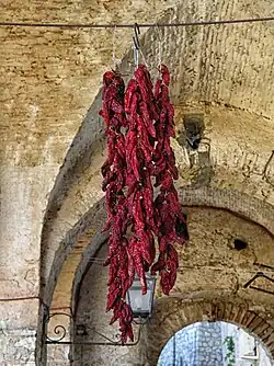 Chains of peperoni cruschi in Rotondella, Basilicata
