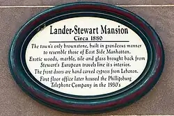 Lander–Stewart Mansion plaque