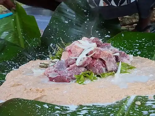 Laplap sosor, a variant of the national dish from Malekula island, before cooking