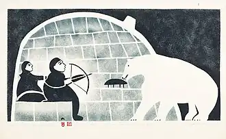 Josephie Pootoogook with Kananginak Pootoogook (1959). Legend of the Blind Man and the Bear. Cape Dorset.