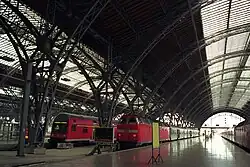Inside the train shed