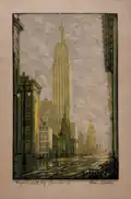 Empire State Building from Madison Square, about 1935, woodcut