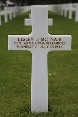 McNair's grave marker showing posthumous promotion