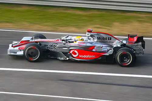 Lewis Hamilton driving the McLaren MP4-23 at the 2008 Chinese Grand Prix.