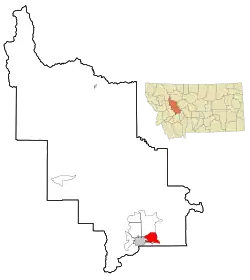 Location of Helena Valley Southeast, Montana