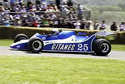 The 1980 Ligier JS11/15 being demonstrated