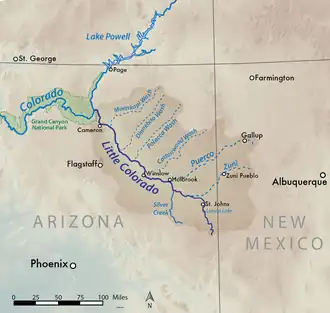 Zuni River, Zuni Pueblo, New Mexico. The Zuni people have inhabited the Zuni River valley since the last millennium BCE