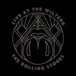 The tongue and lips logo rendered as an Art Deco line drawing