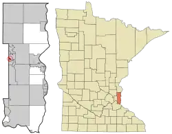 Location of the city of Birchwood Village within Washington County, Minnesota