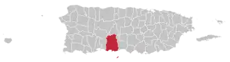 Map of Puerto Rico highlighting Ponce Municipality