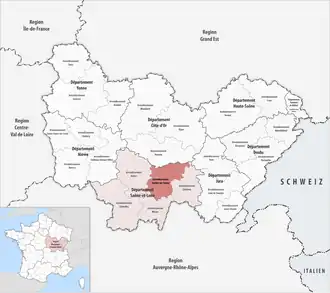 Location within the region Bourgogne-Franche-Comté