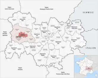 Location within the region Auvergne-Rhône-Alpes