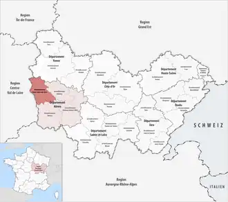 Location within the region Bourgogne-Franche-Comté
