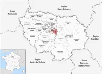 Location within the region Île-de-France