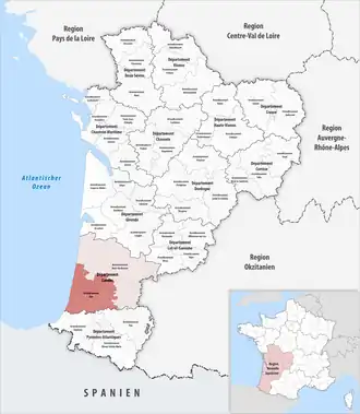 Location within the region Nouvelle-Aquitaine