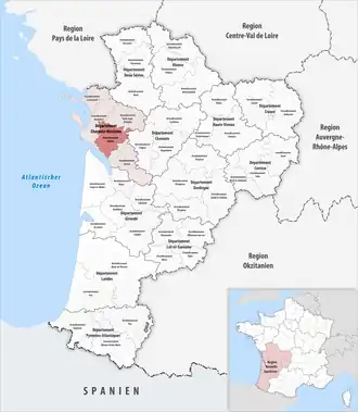 Location within the region Nouvelle-Aquitaine