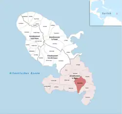 Location of the commune (in red) within Martinique