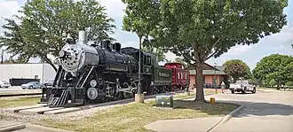 SDCX steam locomotive next to Allen Heritage Center