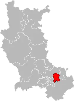 Situation of the canton of Saint-Chamond in the department of Loire