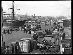 Looking south towards Queen Street showing general activity on Queen Street Wharf, taken 8 February 1904