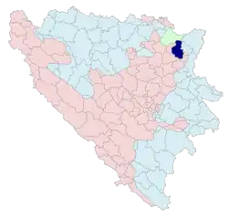 Location of Lopare within Bosnia and Herzegovina
