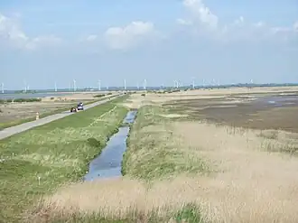 Old track between Cecilien Koog and Lüttmoorsiel (the old embankment is right of the channel).
