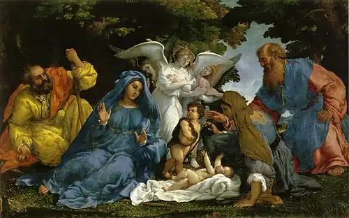 Holy Family with the Family of St John the Baptist, c. 1536, Lorenzo Lotto, Louvre