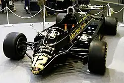 The Lotus 91 Formula One car being exhibited in Japan. A Nigel Mansell's car.