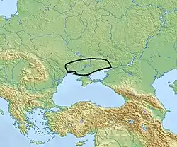 Map showing the extent of the Mykhailivka culture