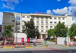 Luarasi University seen from Rruga e Elbasanit