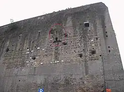 A latrine (circled in red) built into the wall near the Porta Salaria.