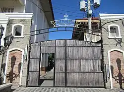 The back gate of the church