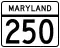 Maryland Route 250 marker