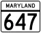 Maryland Route 647 marker