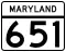 Maryland Route 651 marker