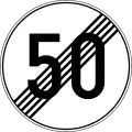End of maximum speed limit (50 km/h)