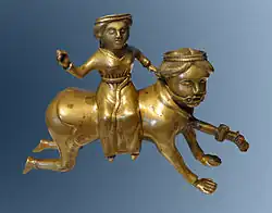 Aquamanile in the form of Phyllis and Aristotle, perhaps Mosan region, c. 1400–1450