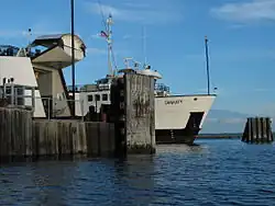 The MV Sankaty docked at the authority's terminal in Woods Hole, Massachusetts