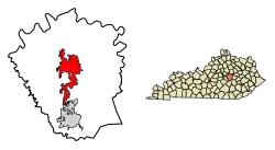 Location of Richmond in Madison County, Kentucky.